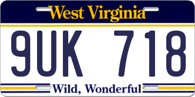 WV license plate 9UK718