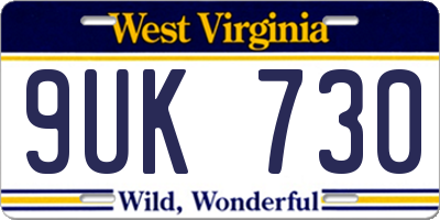 WV license plate 9UK730