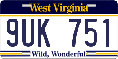 WV license plate 9UK751