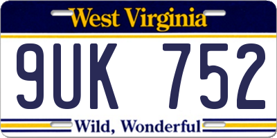 WV license plate 9UK752