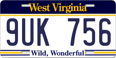 WV license plate 9UK756
