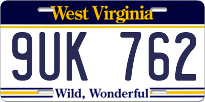 WV license plate 9UK762