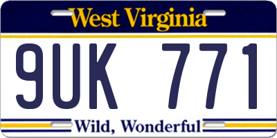 WV license plate 9UK771
