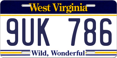 WV license plate 9UK786
