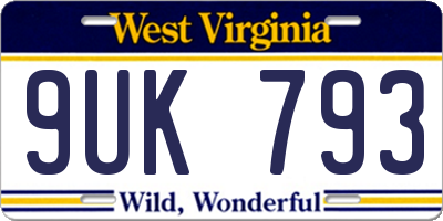 WV license plate 9UK793
