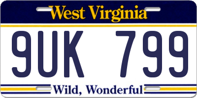WV license plate 9UK799