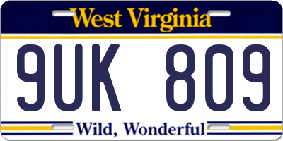 WV license plate 9UK809