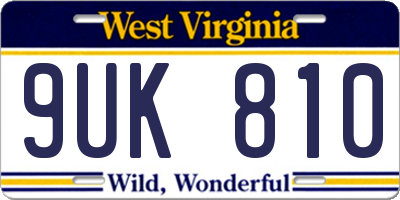 WV license plate 9UK810