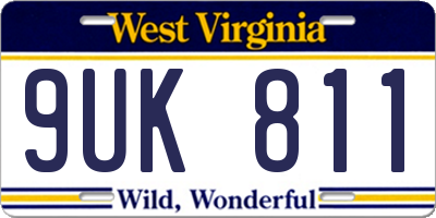 WV license plate 9UK811