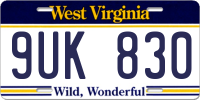 WV license plate 9UK830