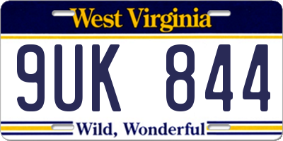 WV license plate 9UK844