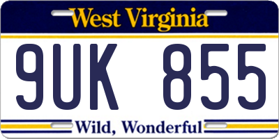 WV license plate 9UK855