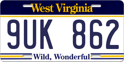 WV license plate 9UK862