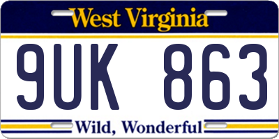 WV license plate 9UK863