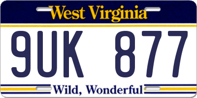 WV license plate 9UK877