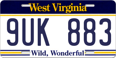 WV license plate 9UK883