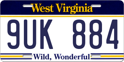 WV license plate 9UK884