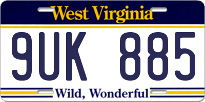 WV license plate 9UK885