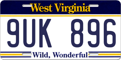 WV license plate 9UK896