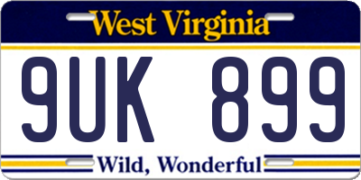 WV license plate 9UK899