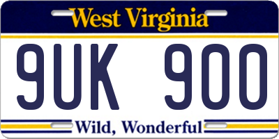 WV license plate 9UK900