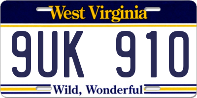 WV license plate 9UK910
