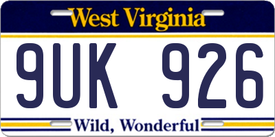 WV license plate 9UK926