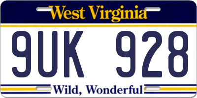 WV license plate 9UK928