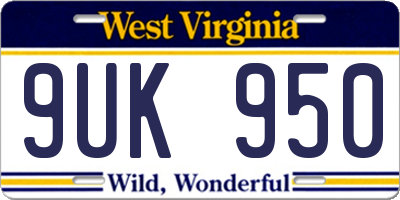 WV license plate 9UK950
