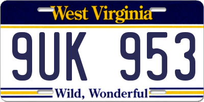 WV license plate 9UK953