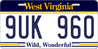 WV license plate 9UK960