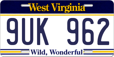 WV license plate 9UK962