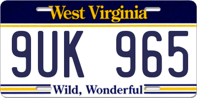 WV license plate 9UK965