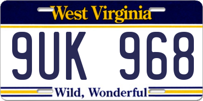 WV license plate 9UK968