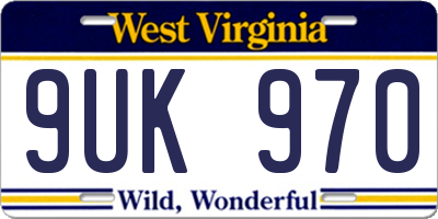 WV license plate 9UK970