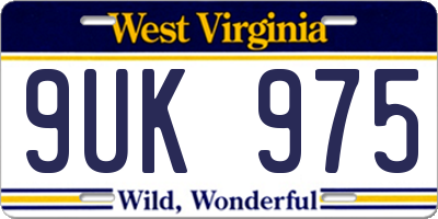 WV license plate 9UK975