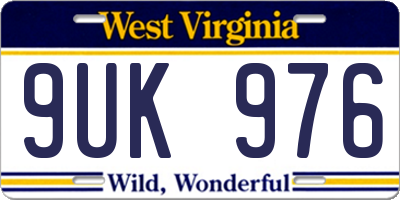 WV license plate 9UK976