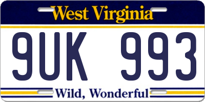 WV license plate 9UK993