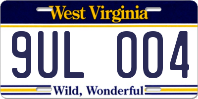 WV license plate 9UL004