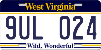 WV license plate 9UL024