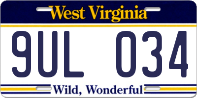 WV license plate 9UL034