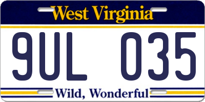 WV license plate 9UL035