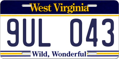 WV license plate 9UL043
