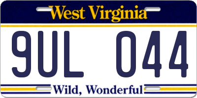 WV license plate 9UL044