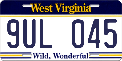 WV license plate 9UL045