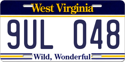 WV license plate 9UL048