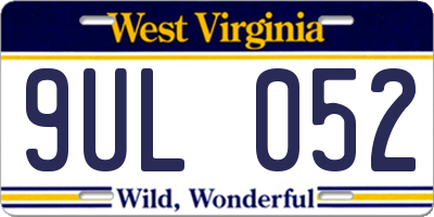 WV license plate 9UL052