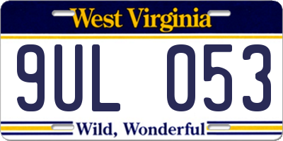 WV license plate 9UL053