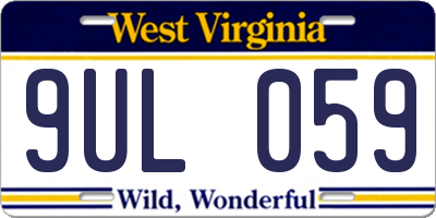 WV license plate 9UL059
