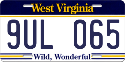 WV license plate 9UL065